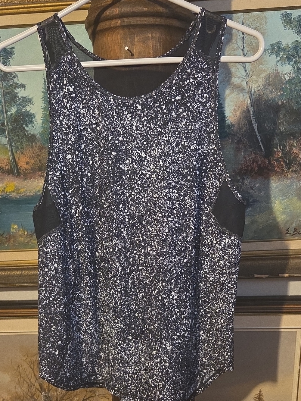 lululemon athletica Black & White Speckled Mesh-Panel Tank